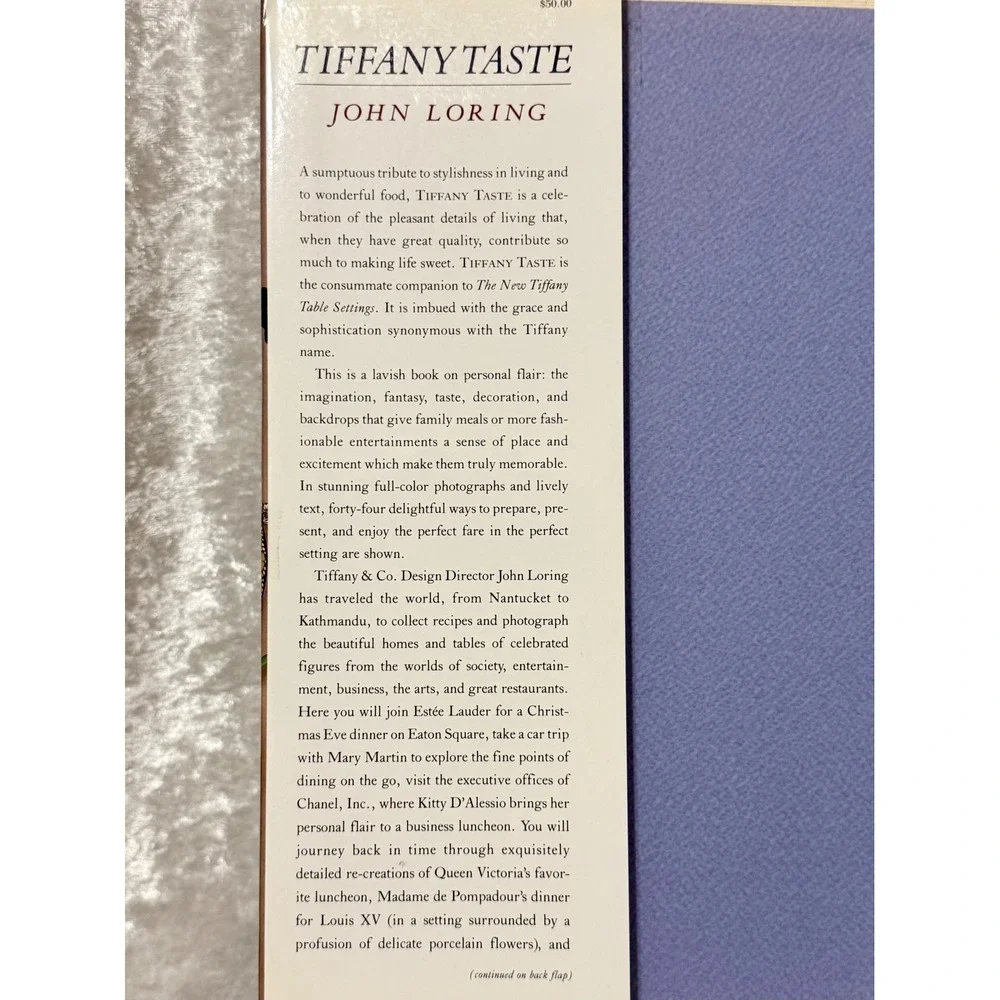 Tiffany Taste 1st Edition John Loring Cookbook Food Photography Hardcover‎